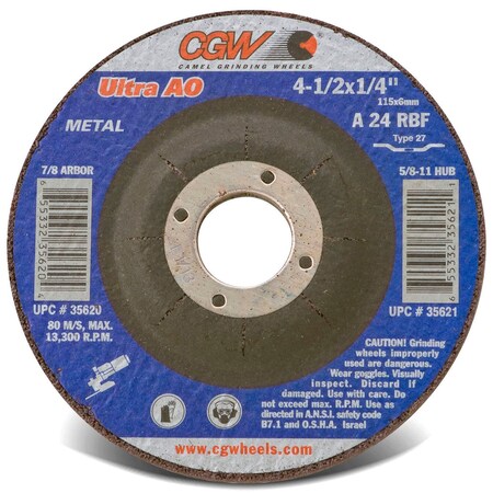 Cgw Abrasives CGW Abrasives Depressed Center Wheel 4-1/2 x 1/4 x 5